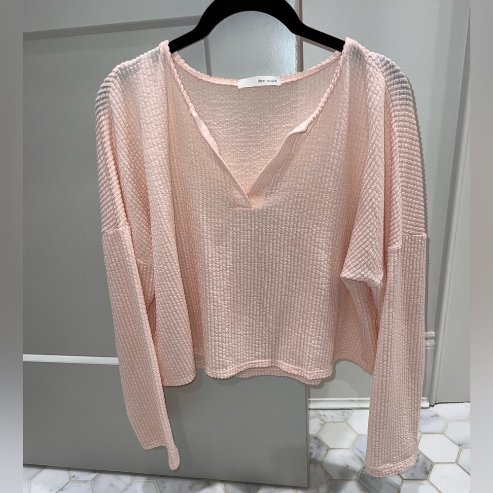 Dear Apple, Long Sleeve Top, Baby Pink, Medium